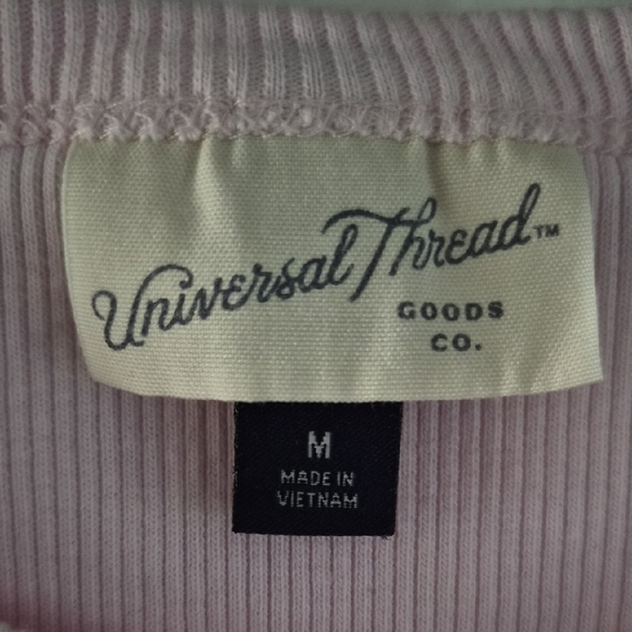 Women's Mini Rib-Knit Bodycon Dress Pink Universal Thread Long Sleeve - Picture 2 of 2